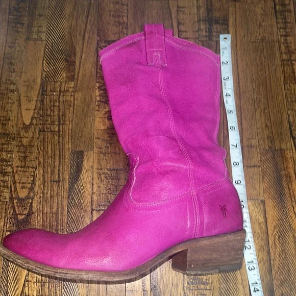 Frye Boots Carson pull on Berry Pink leather cowgirl western country 9.5 B - Picture 14 of 15